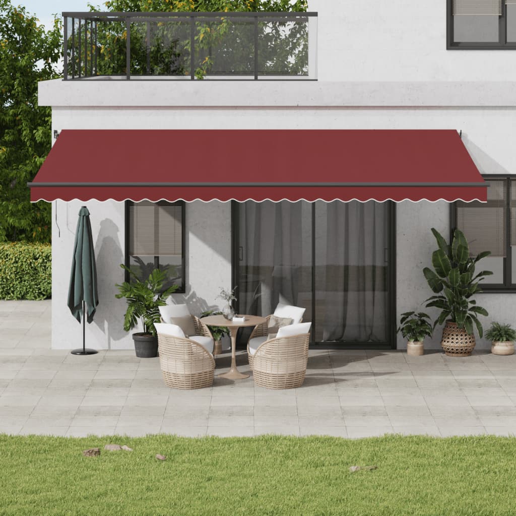 VidaXL Auvent extensible manuellement avec LED 600x350 cm rouge bordeaux