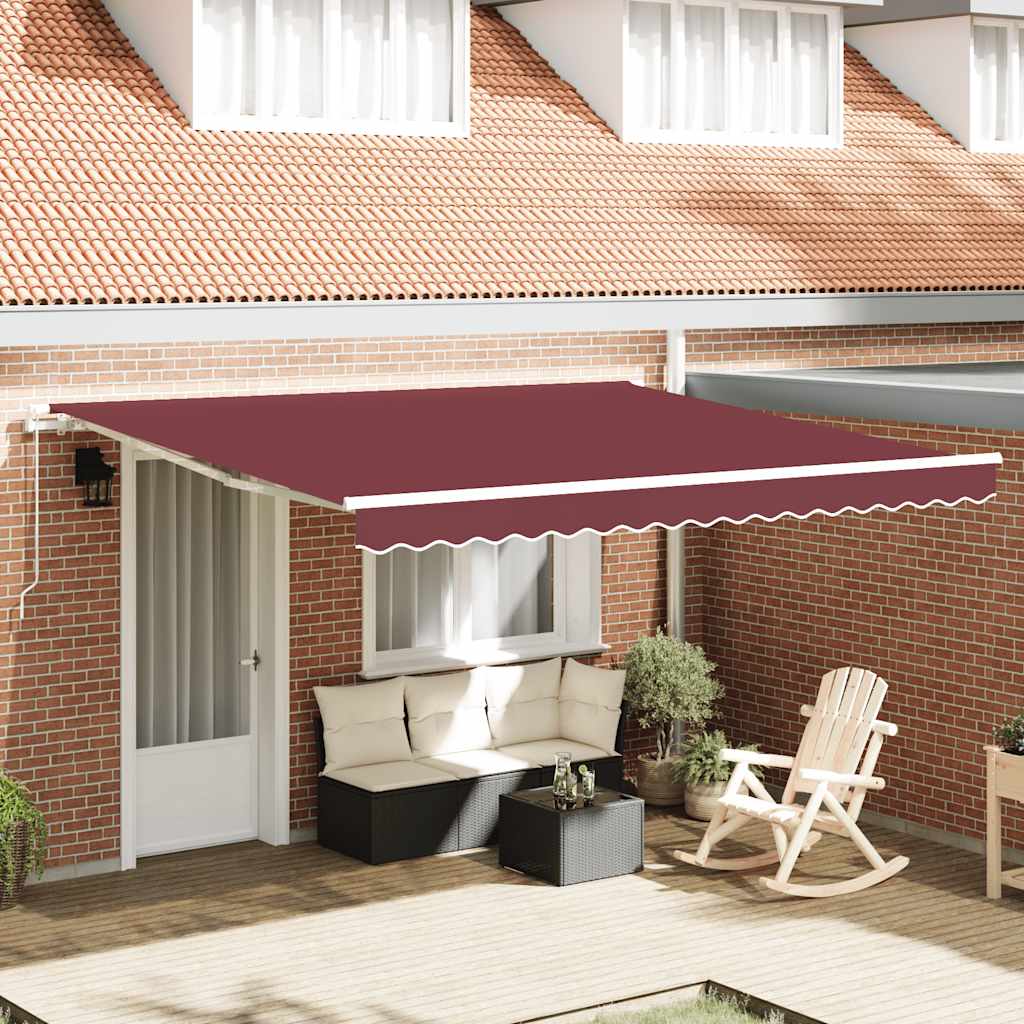 VidaXL Auvent extensible manuellement 400x300 cm bordeaux