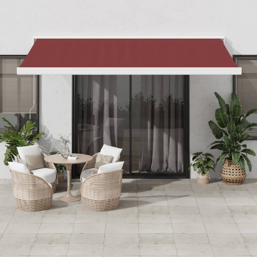 VidaXL Auvent extensible manuellement 450x300 cm bordeaux