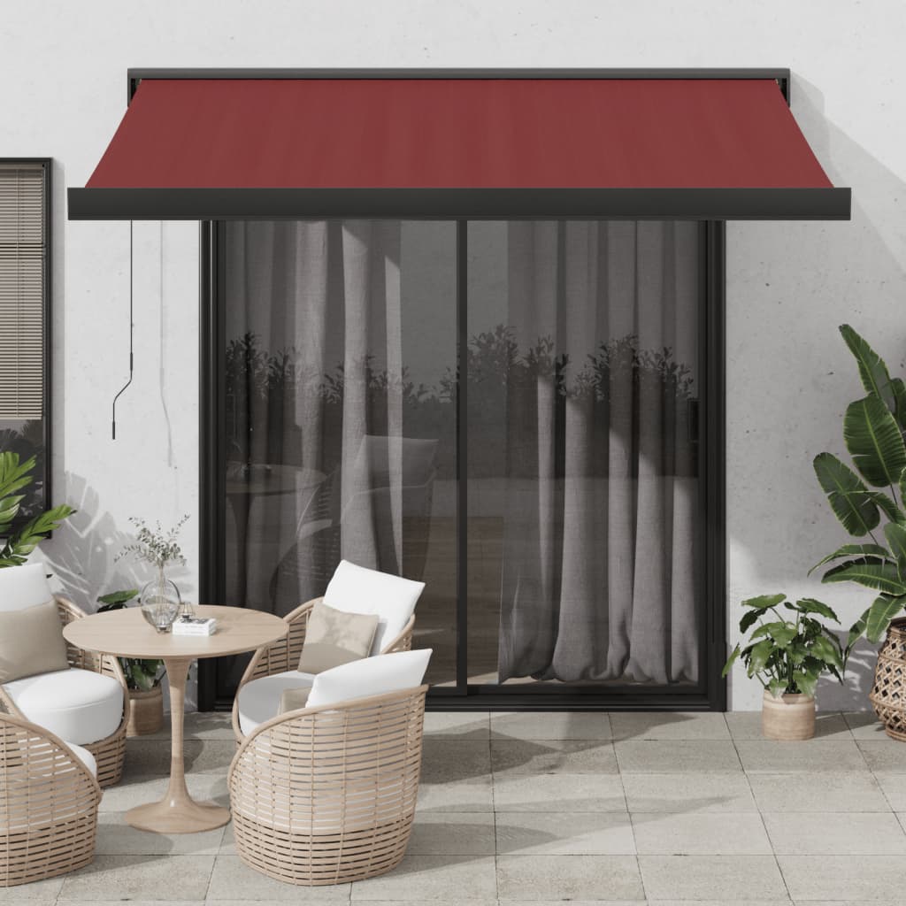VidaXL Auvent extensible manuellement 300x250 cm bordeaux