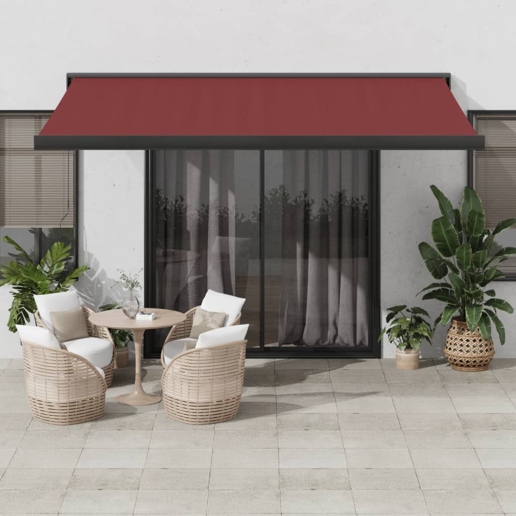 VidaXL Auvent extensible manuellement 400x300 cm bordeaux