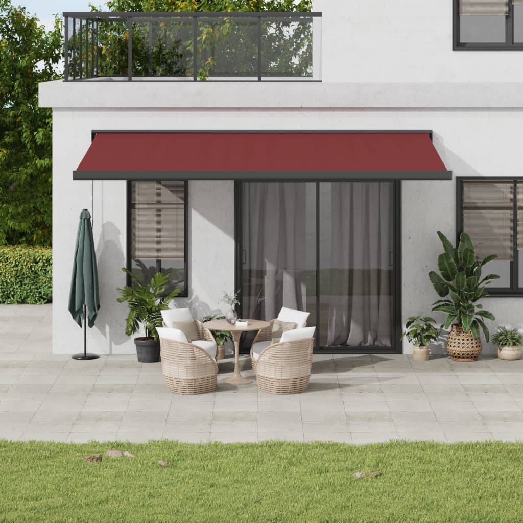 VidaXL Auvent extensible manuellement 500x300 cm bordeaux