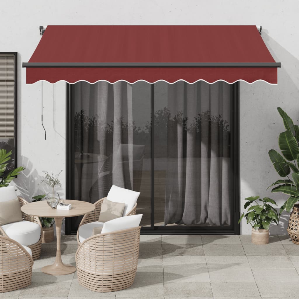 VidaXL Auvent extensible manuellement avec LED 300x250 cm rouge bordeaux