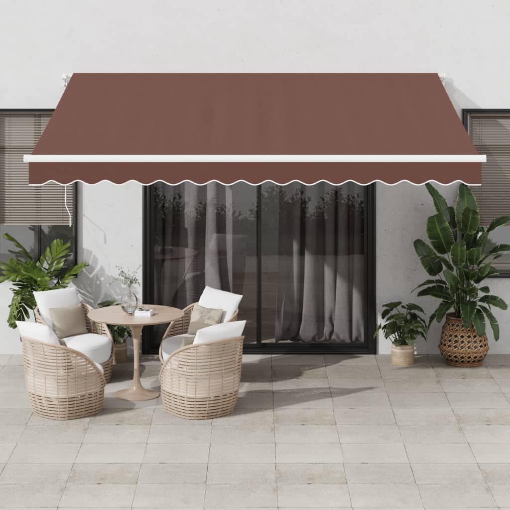 VidaXL Auvent extensible manuellement avec LED 400x350 cm marron