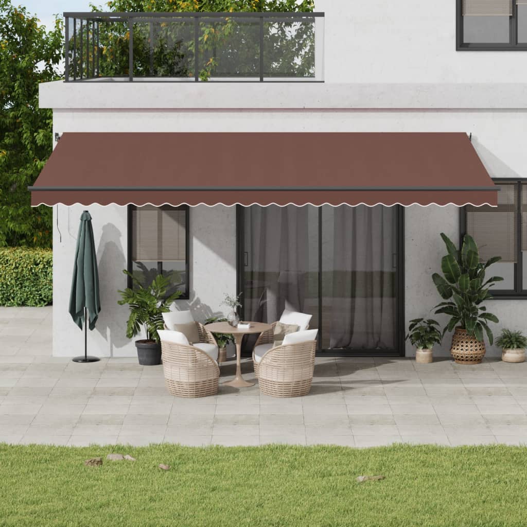 VidaXL Auvent extensible manuellement avec LED 600x350 cm marron