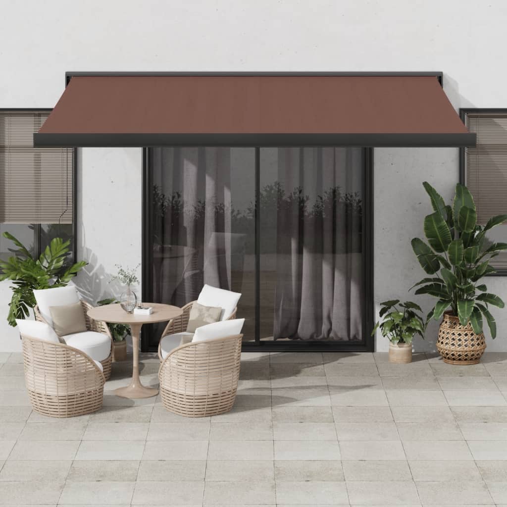 VidaXL Auvent extensible manuellement 450x300 cm marron