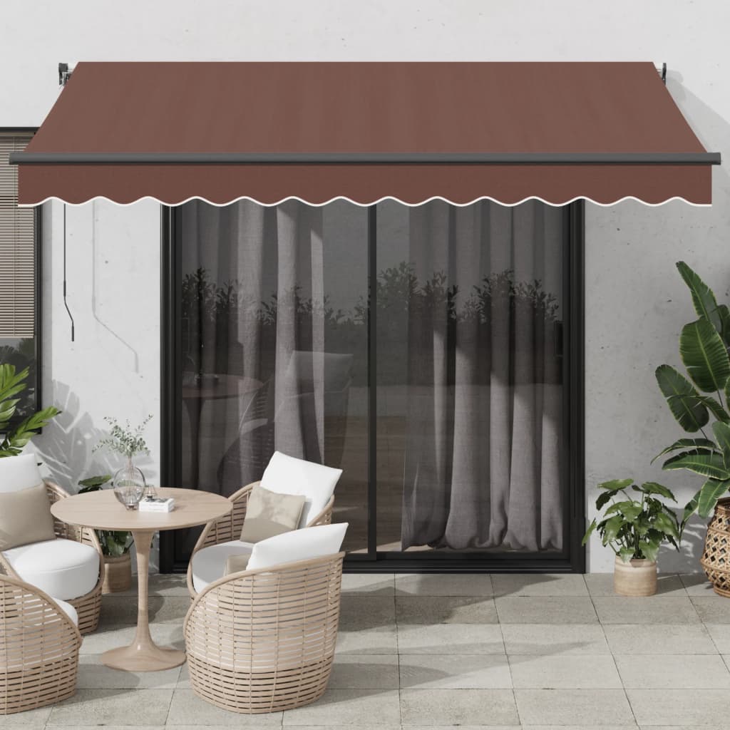 VidaXL Auvent extensible manuellement avec LED 350x250 cm marron