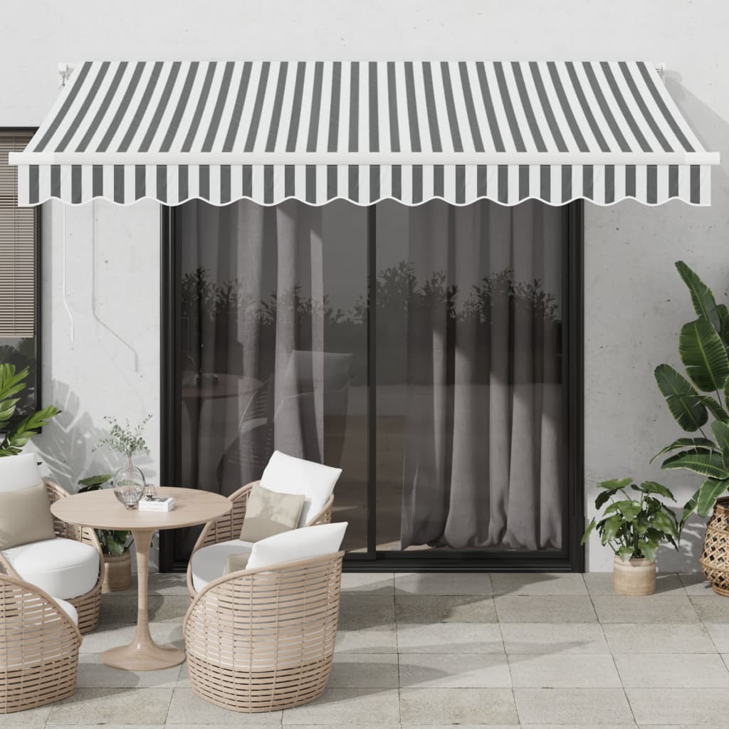 VidaXL Auvent à extension automatique LED 350x250 cm anthracite et blanc