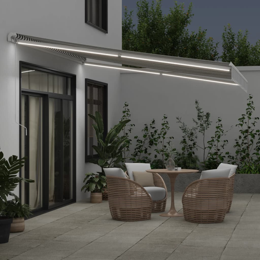 VidaXL Auvent extensible manuellement et LED 400x300 cm anthracite et blanc