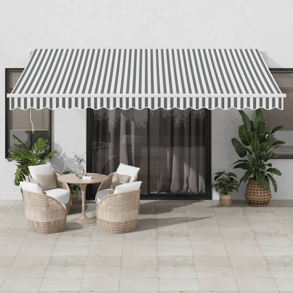 VidaXL Auvent à extension automatique LED 450x300 cm anthracite et blanc