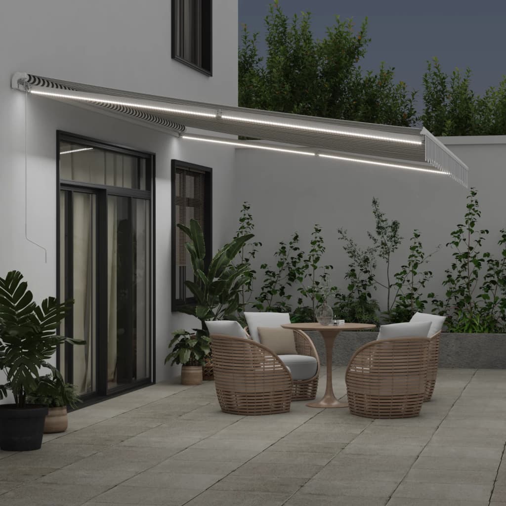 VidaXL Auvent extensible manuellement et LED 500x300 cm anthracite et blanc