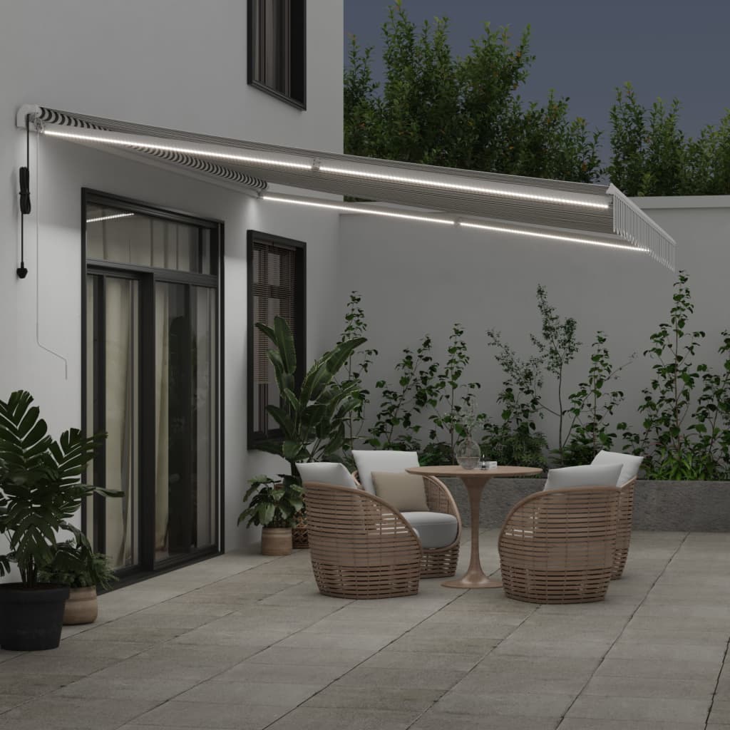 VidaXL Auvent à extension automatique LED 500x300 cm anthracite et blanc