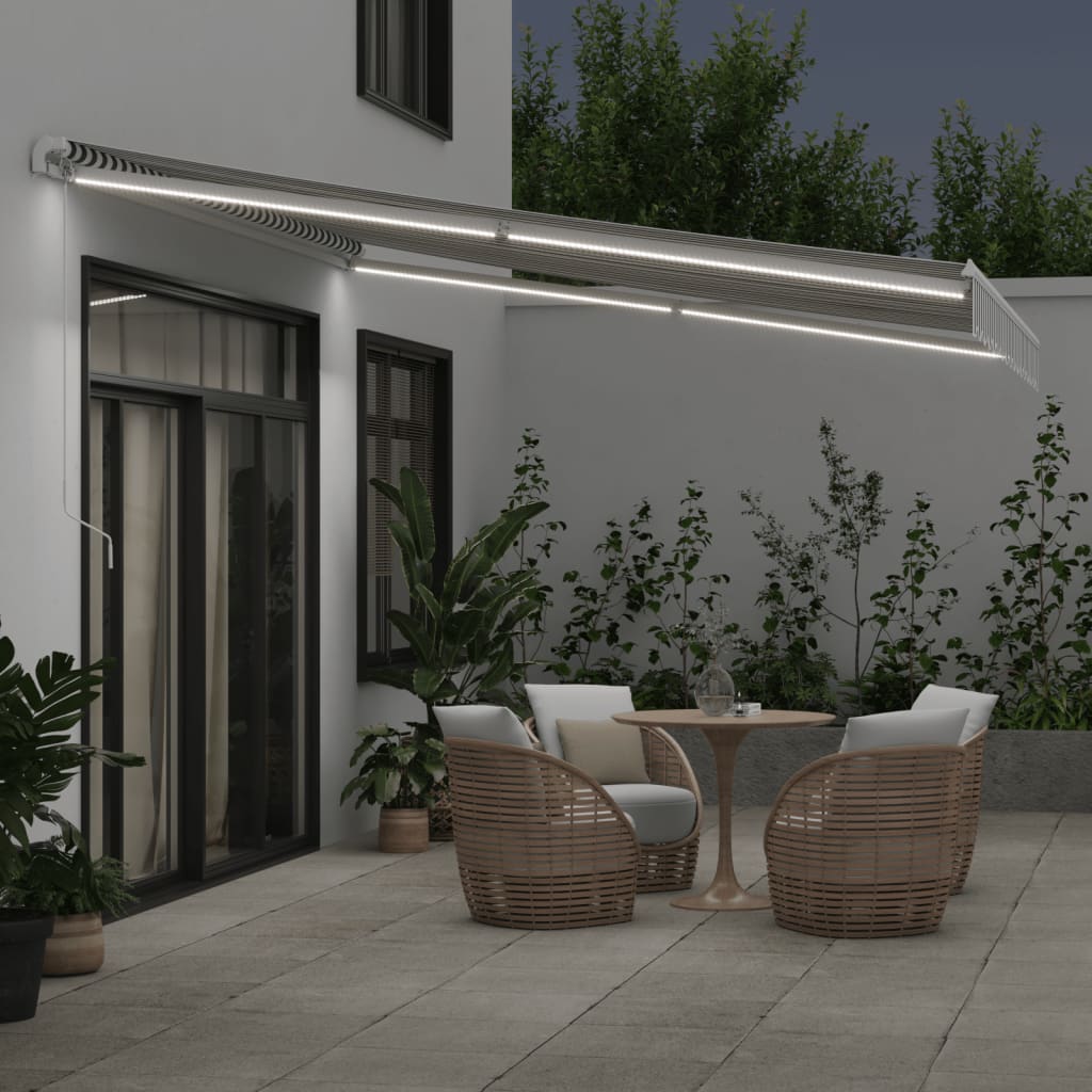VidaXL Auvent extensible manuellement et LED 400x350 cm anthracite et blanc