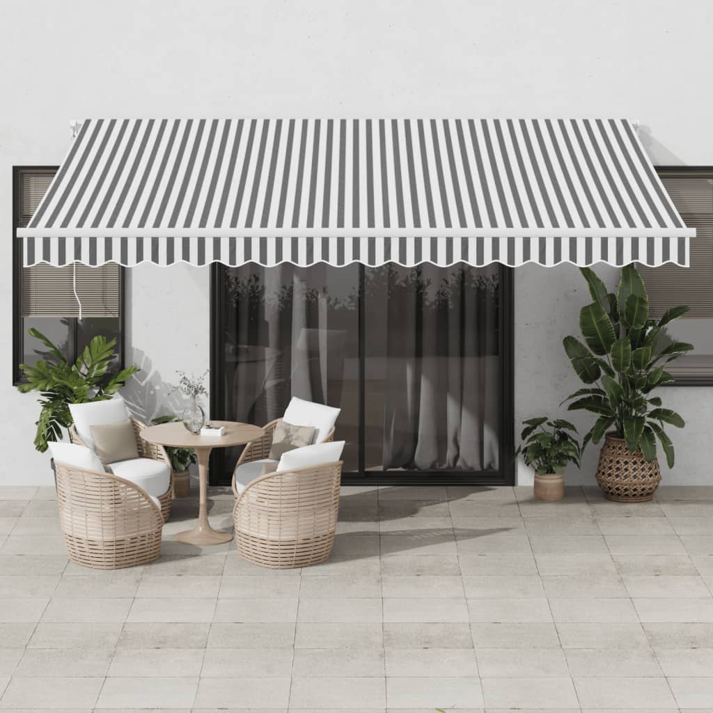 VidaXL Auvent à extension automatique LED 450x350 cm anthracite et blanc