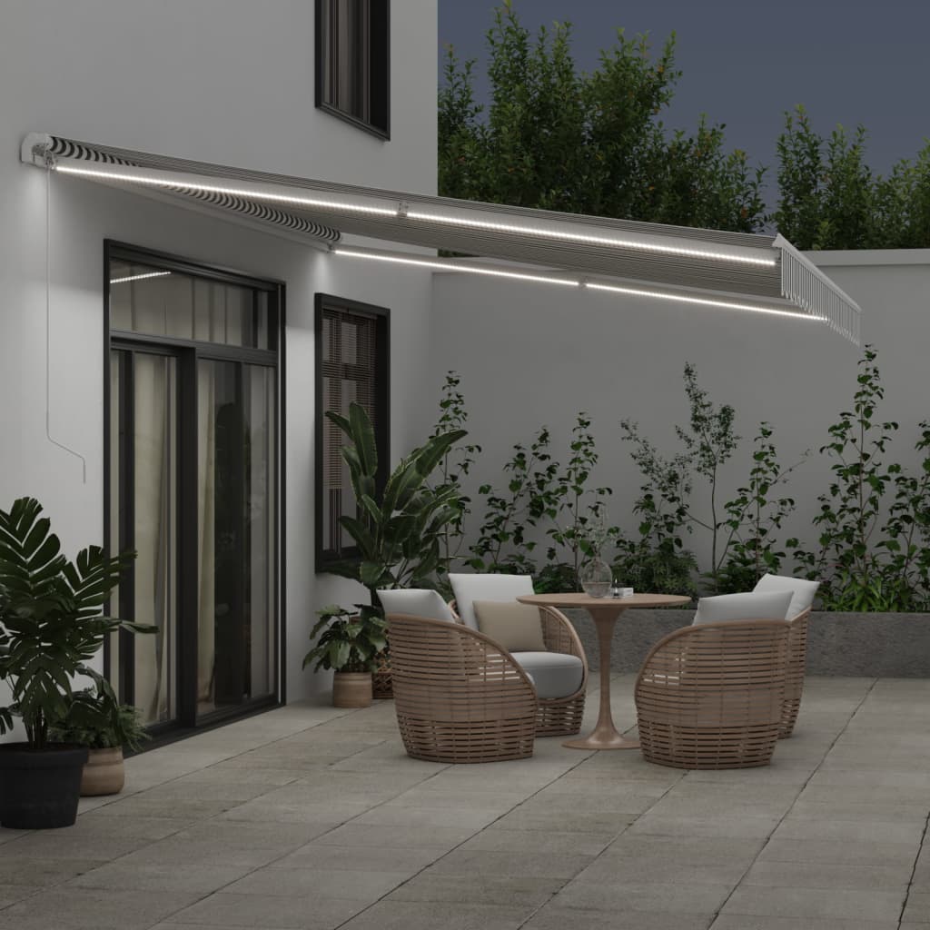 VidaXL Auvent extensible manuellement et LED 500x350 cm anthracite et blanc