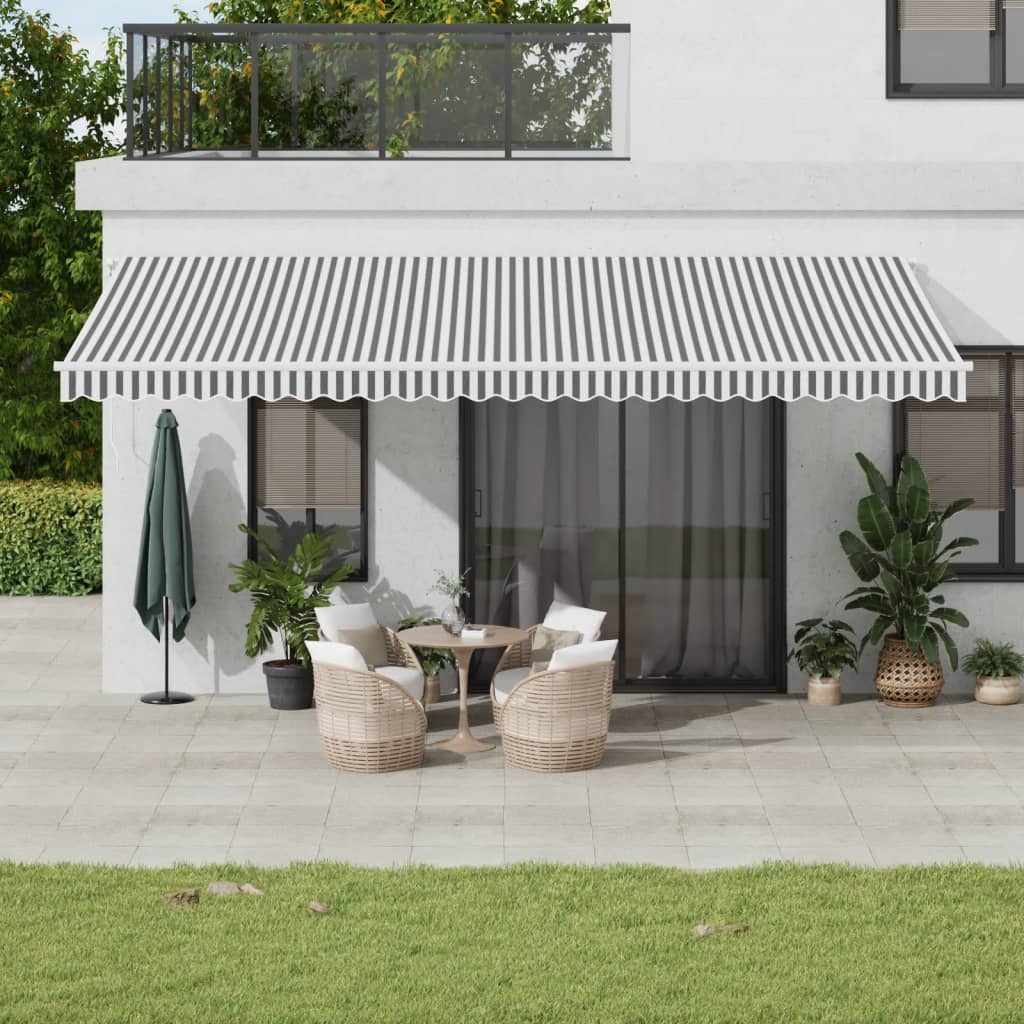 VidaXL Auvent extensible manuellement et LED 600x350 cm anthracite et blanc