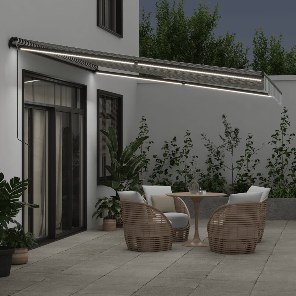 VidaXL Auvent extensible manuellement et LED 400x350 cm anthracite et blanc