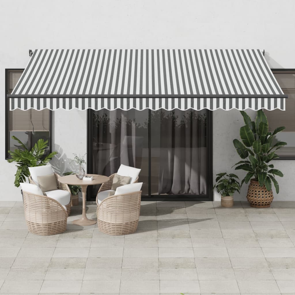 VidaXL Auvent extensible manuellement 450x350 cm anthracite et blanc