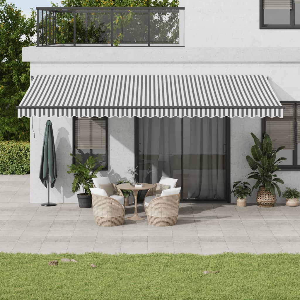 VidaXL Auvent extensible manuellement 600x350 cm anthracite et blanc