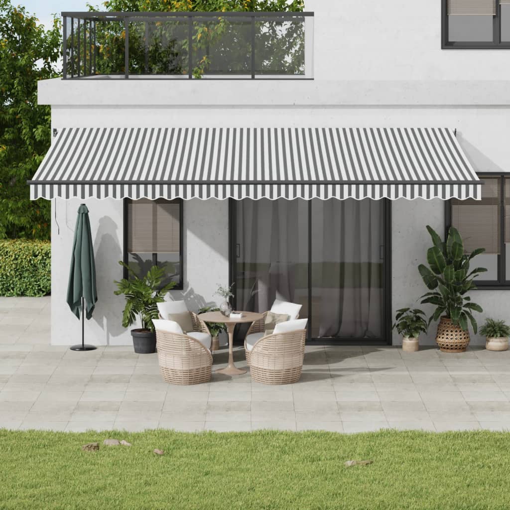 VidaXL Auvent extensible manuellement et LED 600x350 cm anthracite et blanc