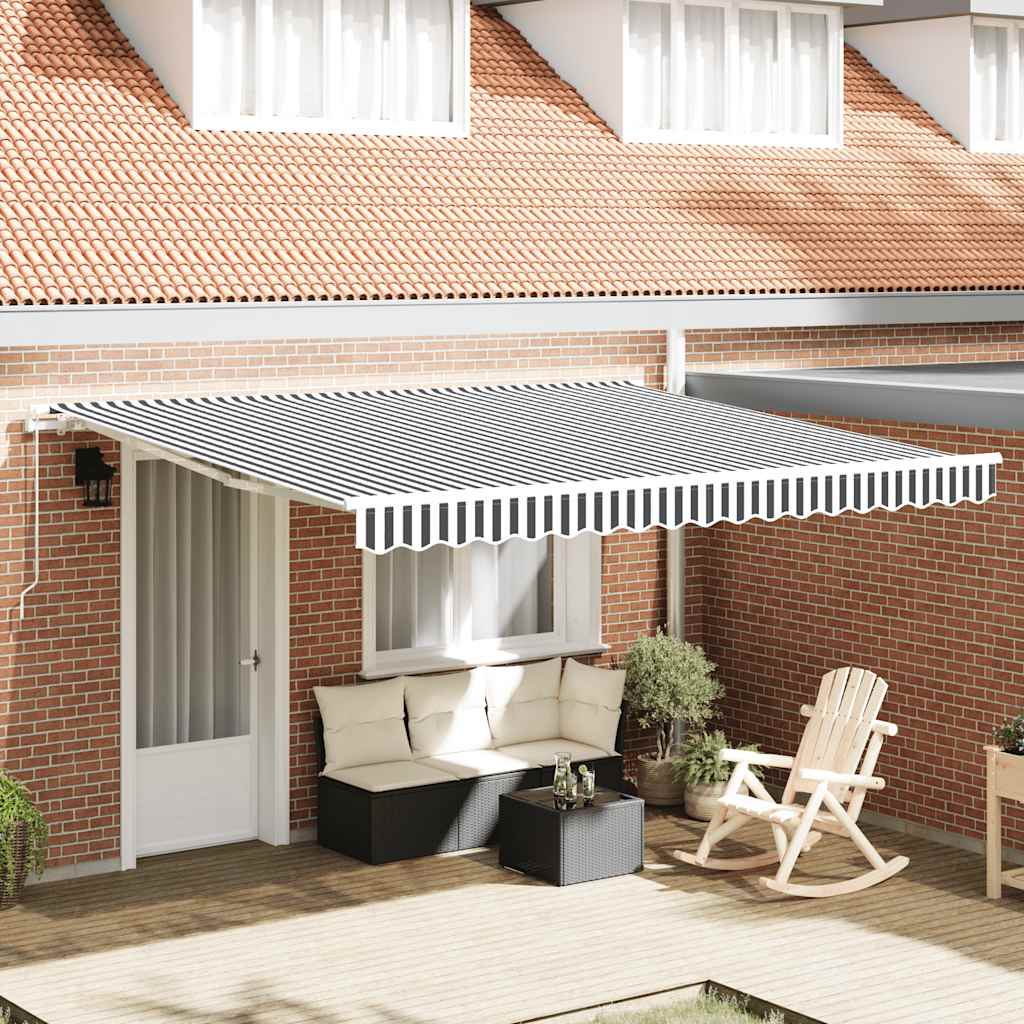 VidaXL Auvent extensible manuellement 400x300 cm anthracite et blanc