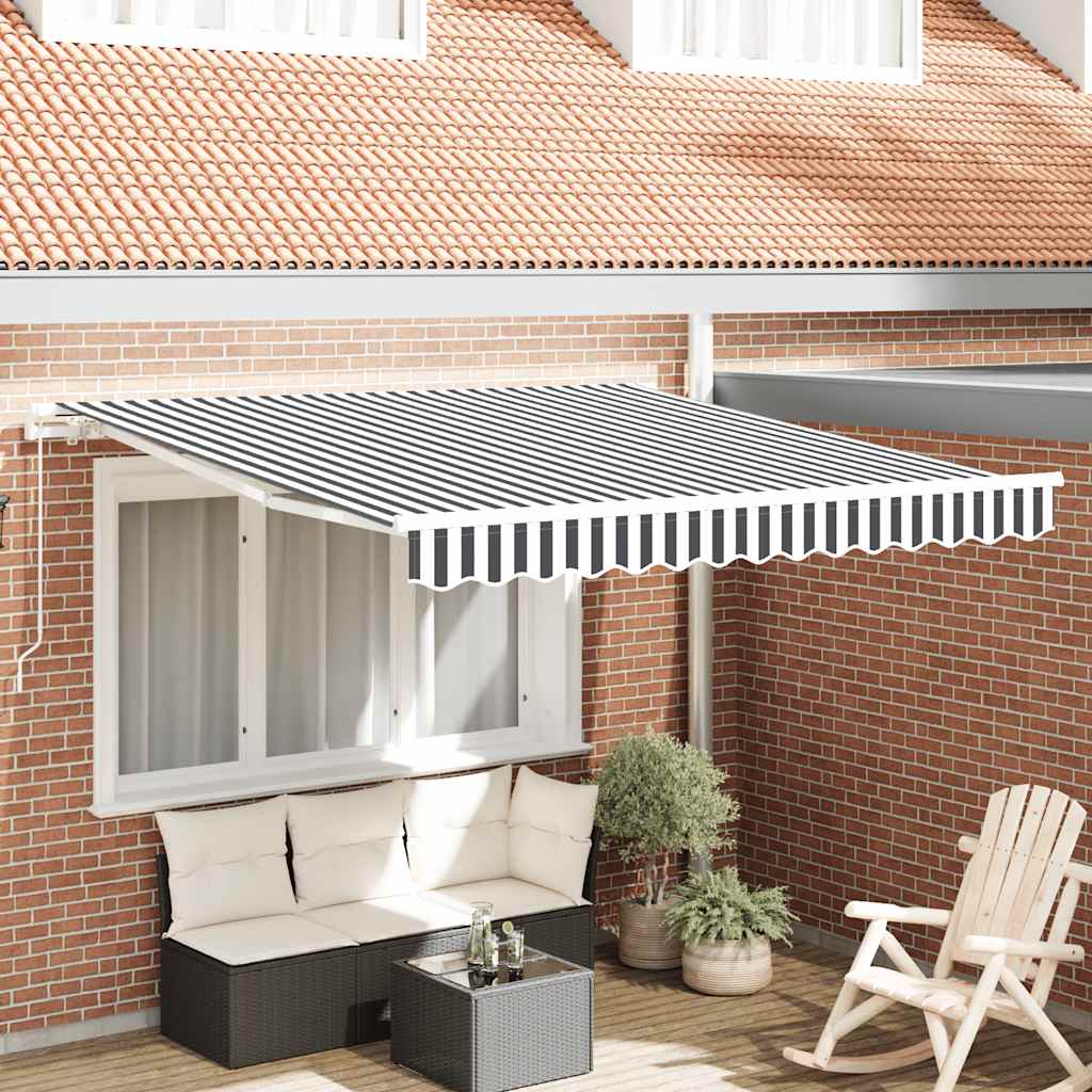 VidaXL Auvent extensible manuellement 300x250 cm anthracite et blanc