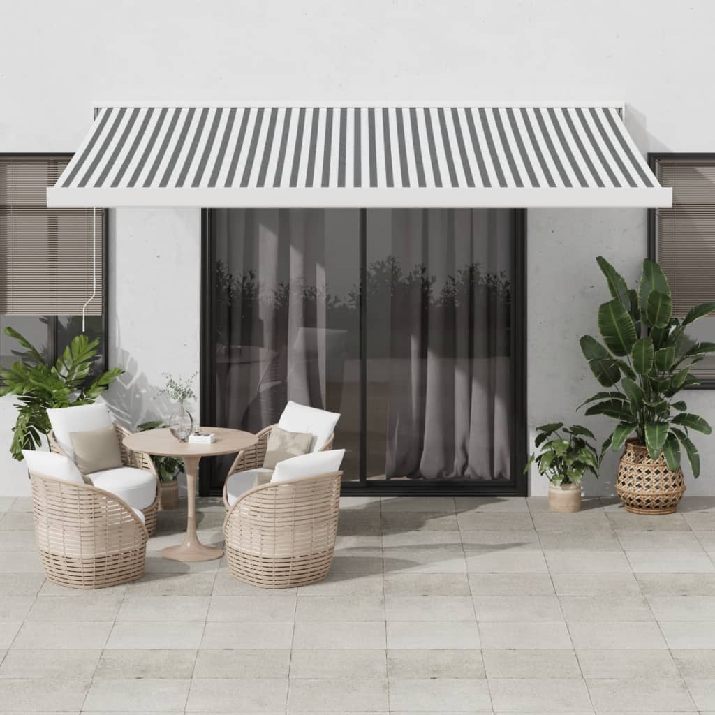 VidaXL Auvent extensible 4x3 m tissu et aluminium anthracite et blanc