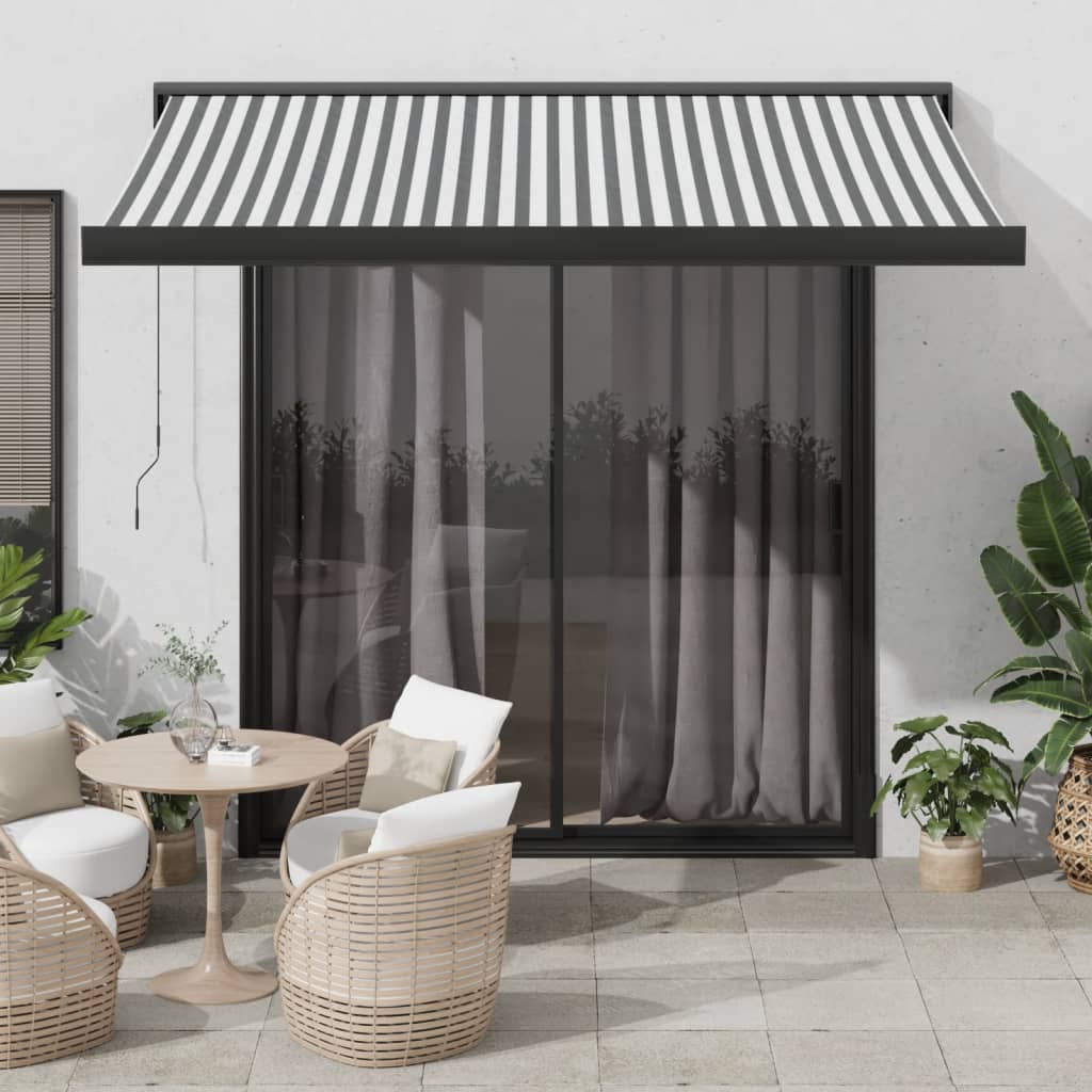 VidaXL Auvent extensible 3x2,5 m tissu et aluminium anthracite et blanc