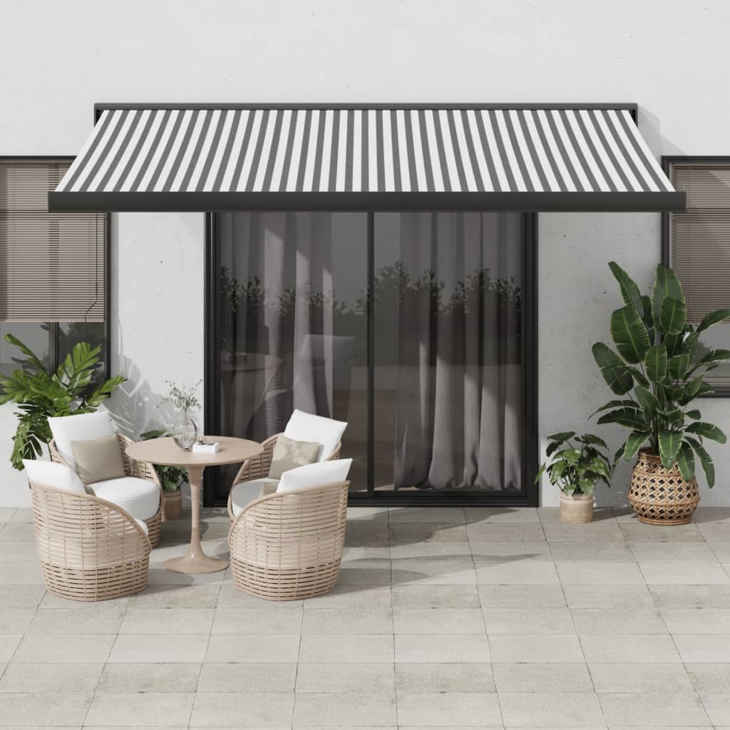 VidaXL Auvent extensible 4x3 m tissu et aluminium anthracite et blanc