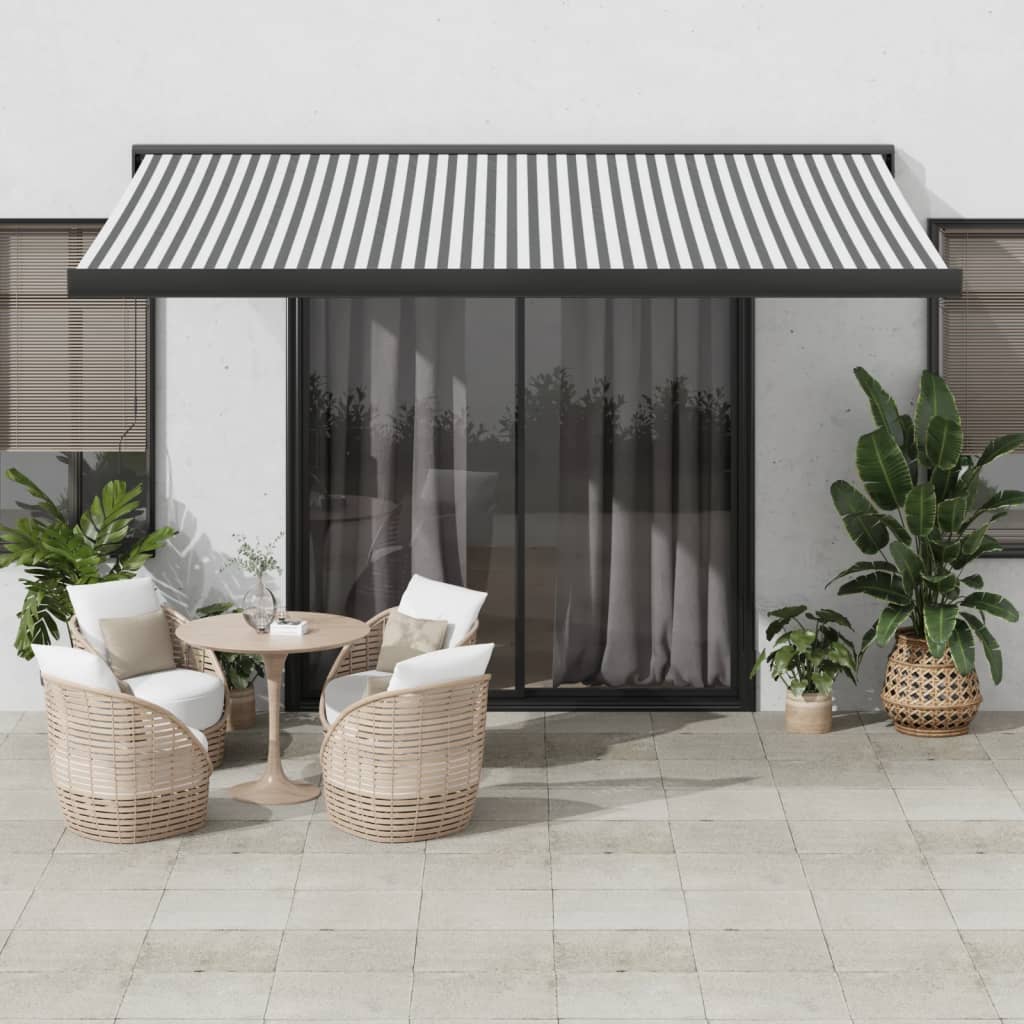 VidaXL Auvent extensible 4,5x3 m tissu et aluminium anthracite et blanc