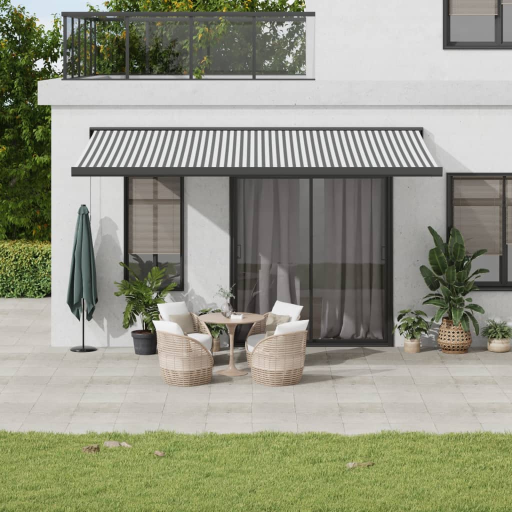 VidaXL Auvent extensible 5x3 m tissu et aluminium anthracite et blanc