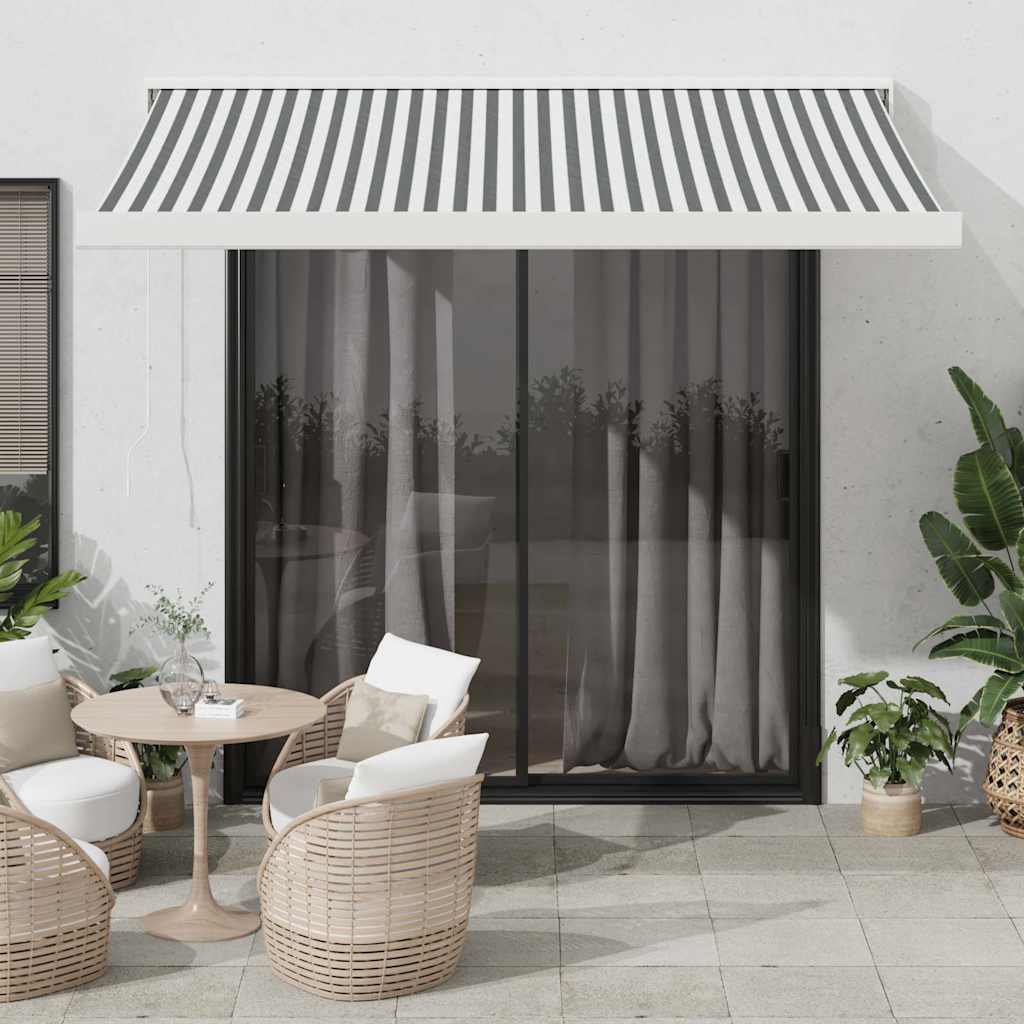 VidaXL Auvent extensible 3x2,5 m tissu et aluminium anthracite et blanc
