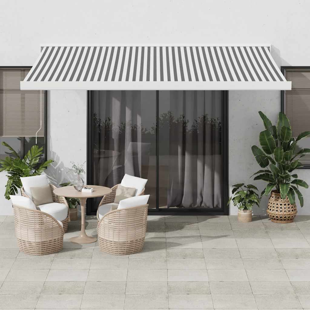 VidaXL Auvent extensible 4x3 m tissu et aluminium anthracite et blanc