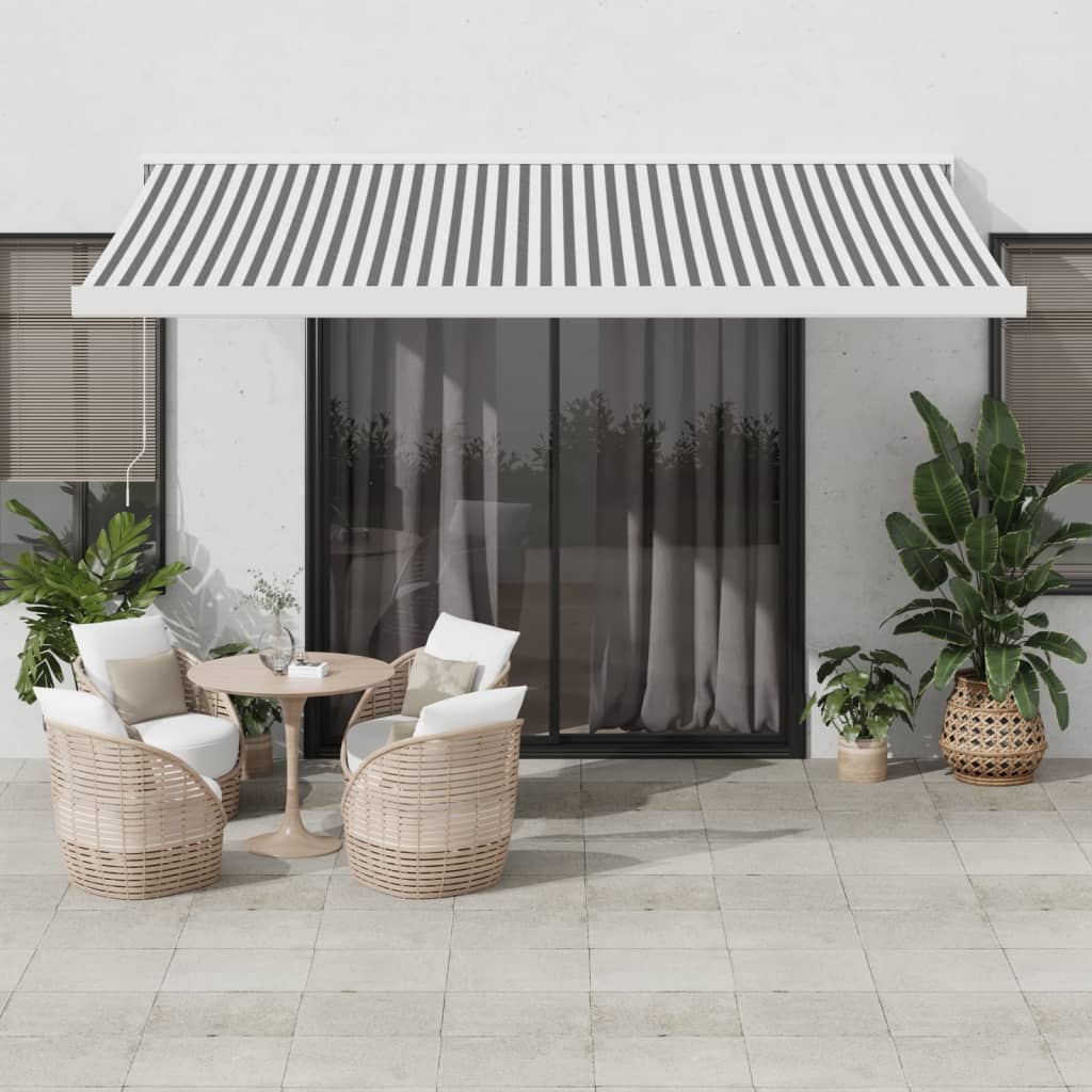 VidaXL Auvent extensible 4,5x3 m tissu et aluminium anthracite et blanc