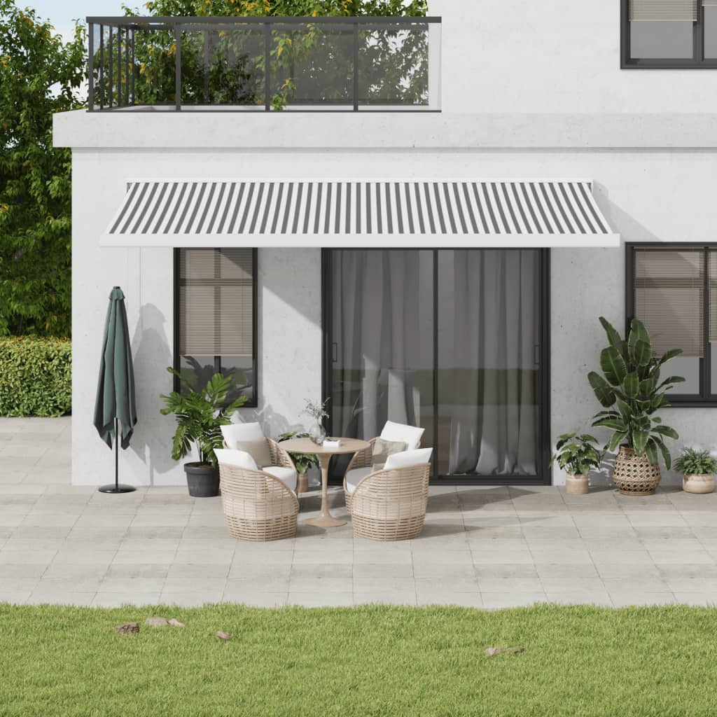 VidaXL Auvent extensible 5x3 m tissu et aluminium anthracite et blanc