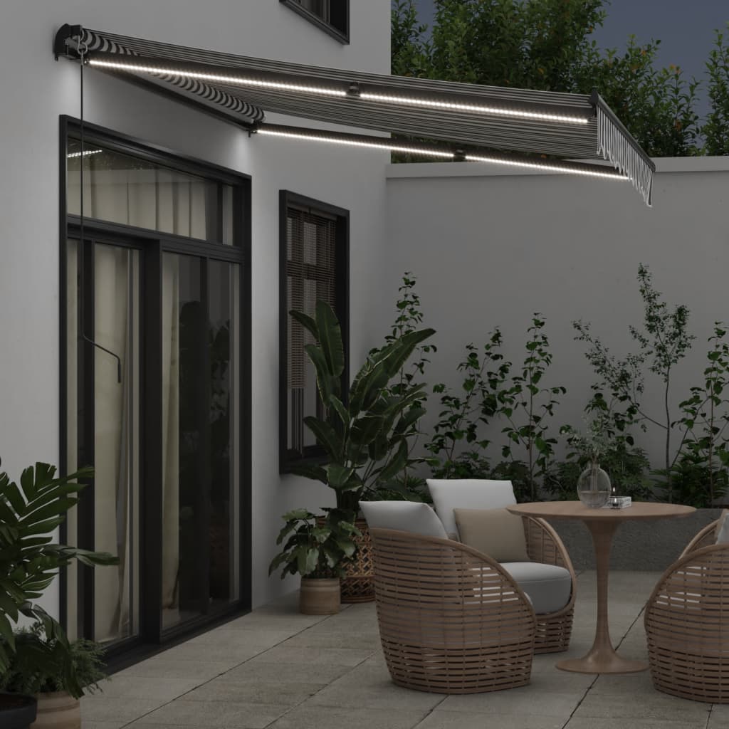 VidaXL Auvent extensible manuellement et LED 300x250 cm anthracite et blanc