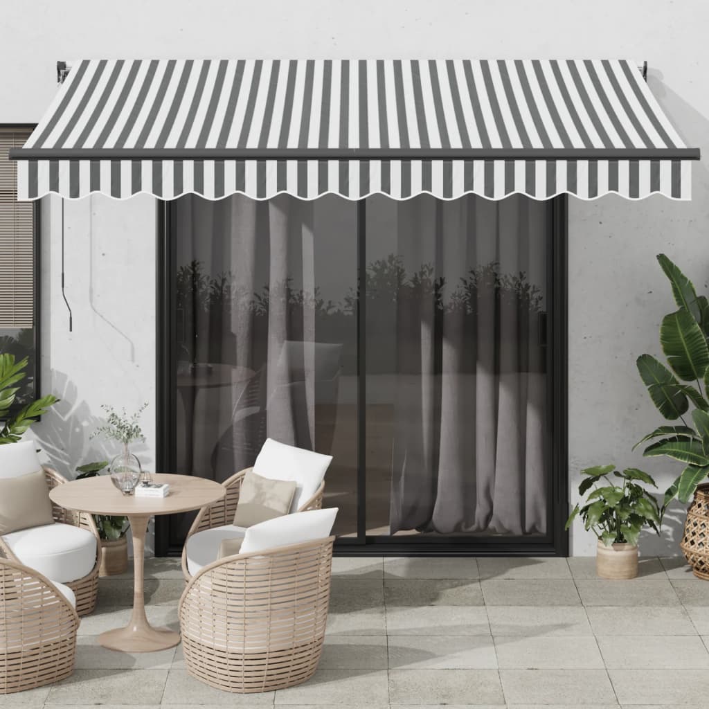 VidaXL Auvent extensible manuellement et LED 350x250 cm anthracite et blanc