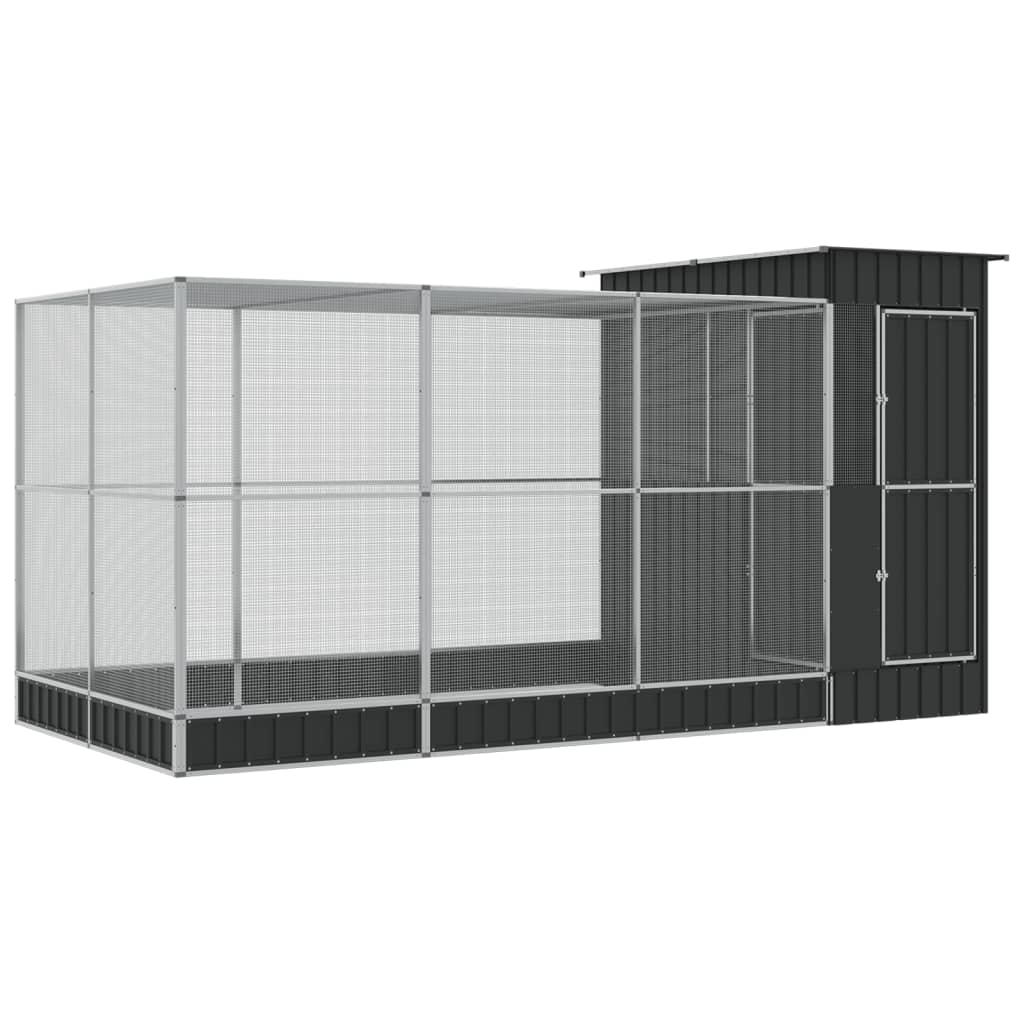 VidaXL Volière avec extension 416x203x216 cm acier argent