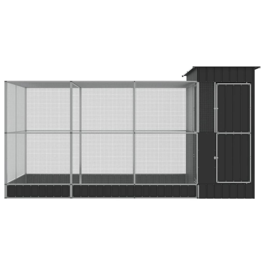VidaXL Volière avec extension 416x203x216 cm acier argent