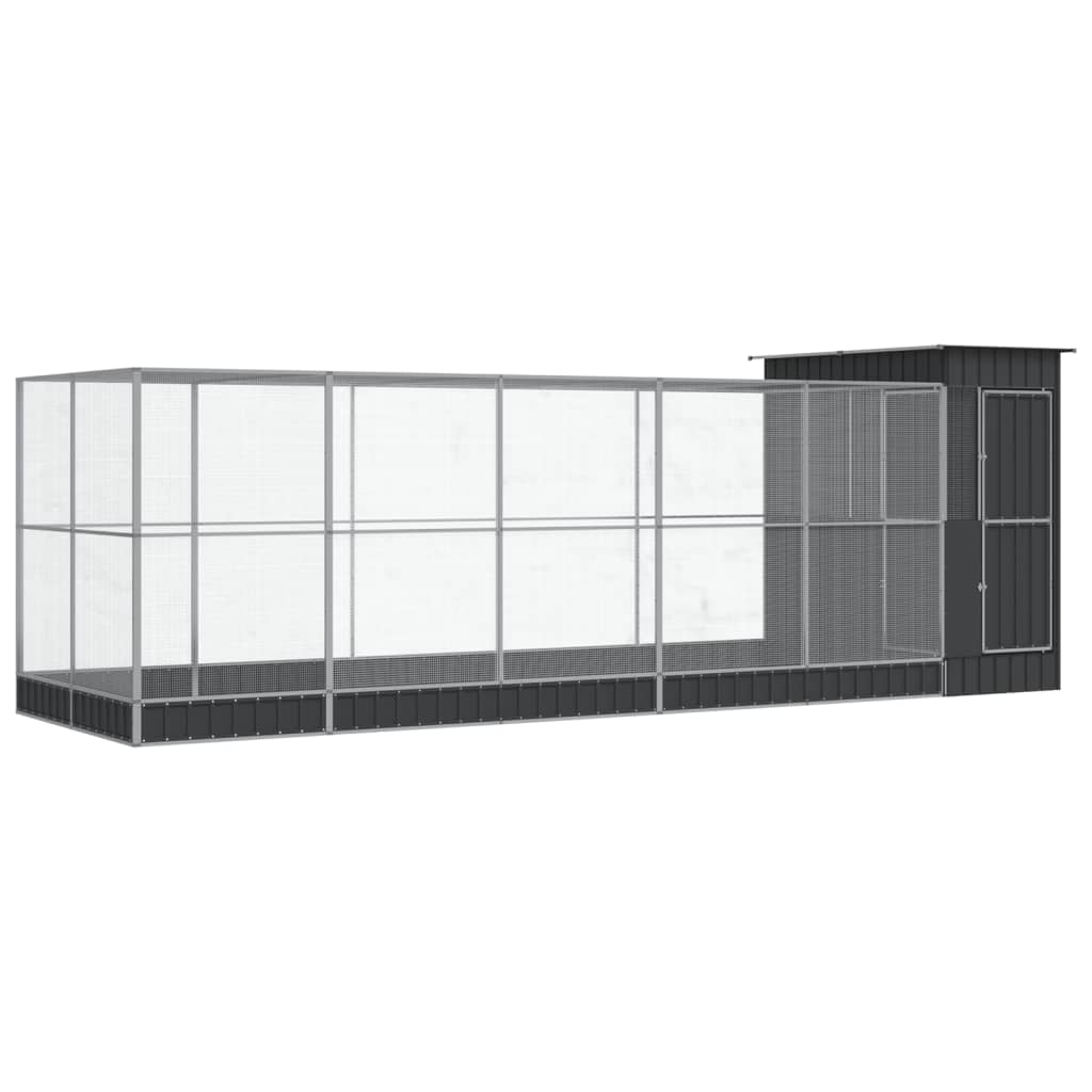 VidaXL Volière avec extension 623x203x216 cm acier argent