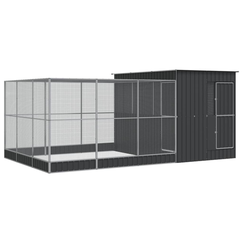 VidaXL Volière avec extension 497x303x216 cm acier argent