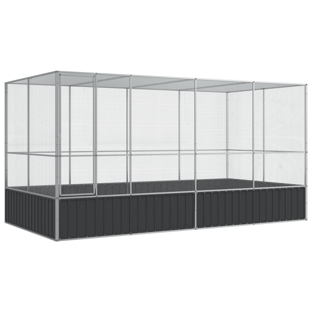 VidaXL Volière avec extension 418x207x212 m acier argent