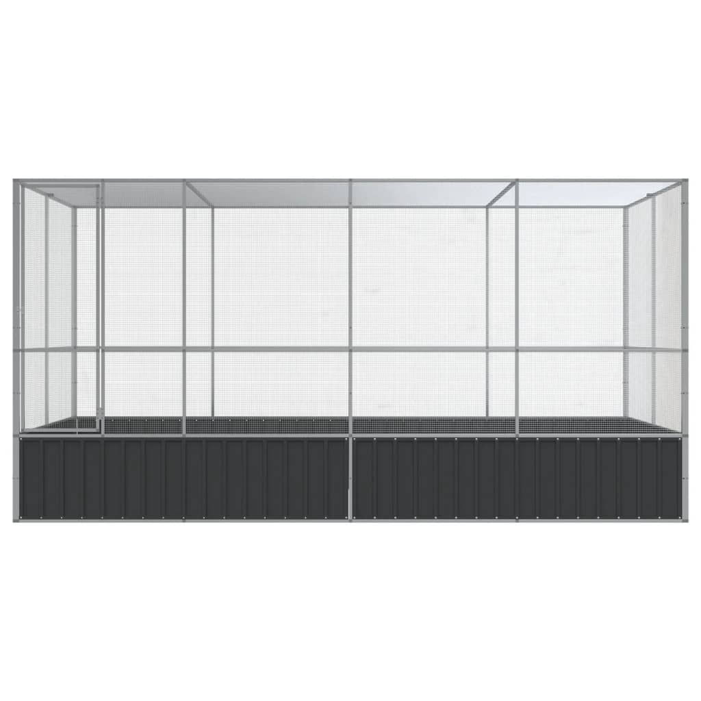 VidaXL Volière avec extension 418x207x212 m acier argent
