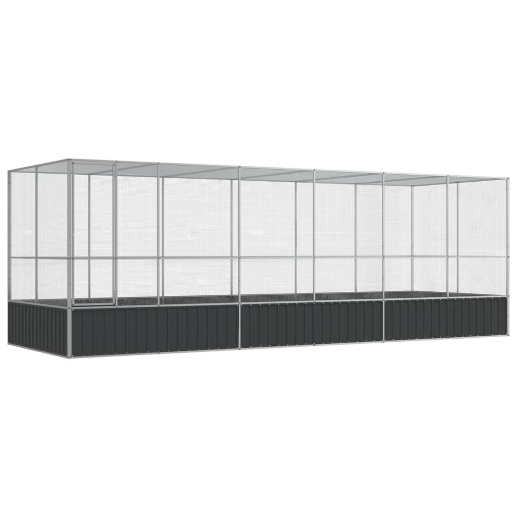 VidaXL Volière avec extension 625x207x212 m acier argent