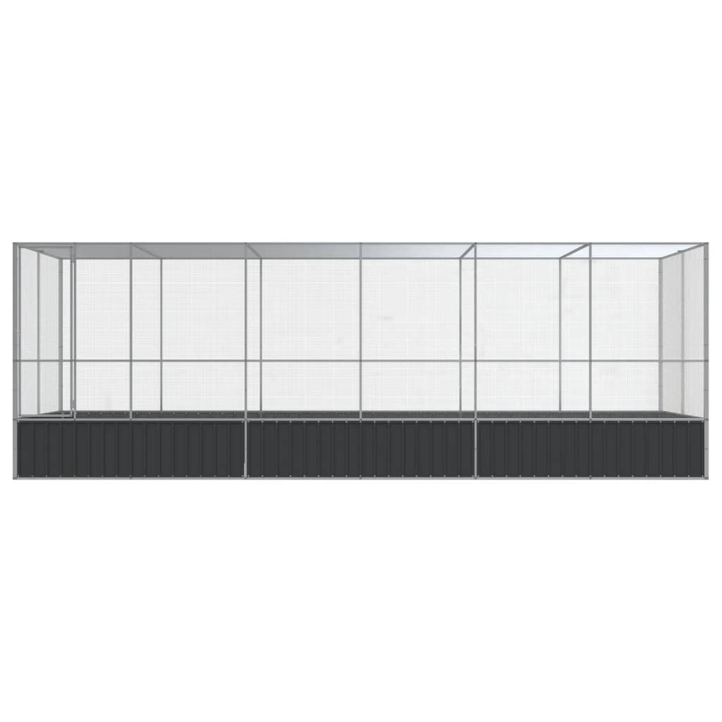 VidaXL Volière avec extension 625x207x212 m acier argent
