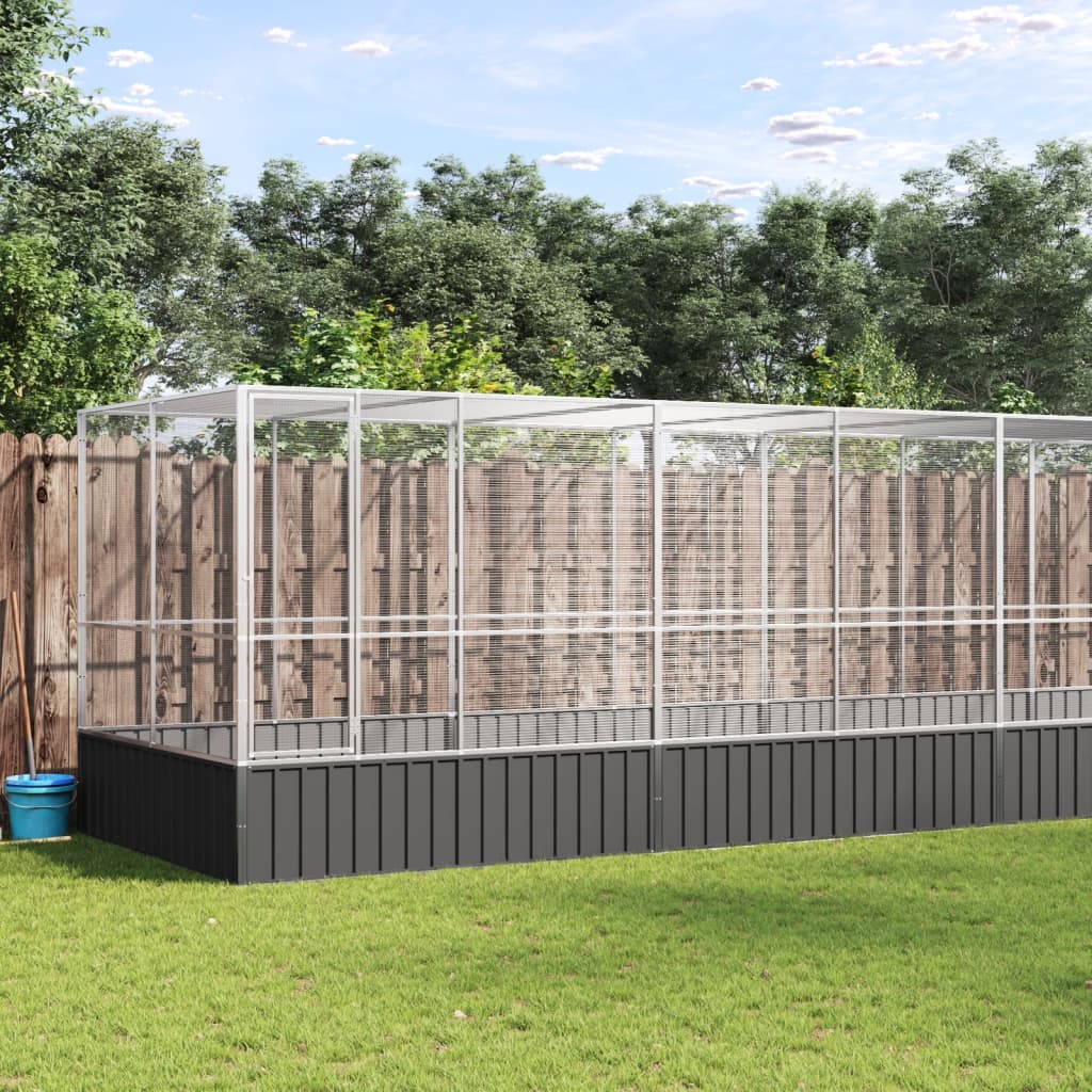 VidaXL Volière avec extension 625x207x212 m acier argent