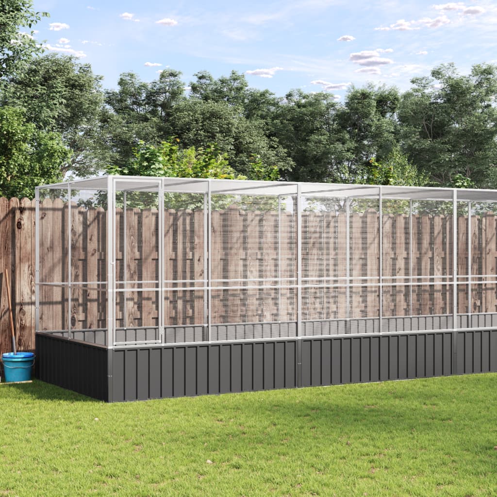 VidaXL Volière avec extension 832x207x212 m acier argent