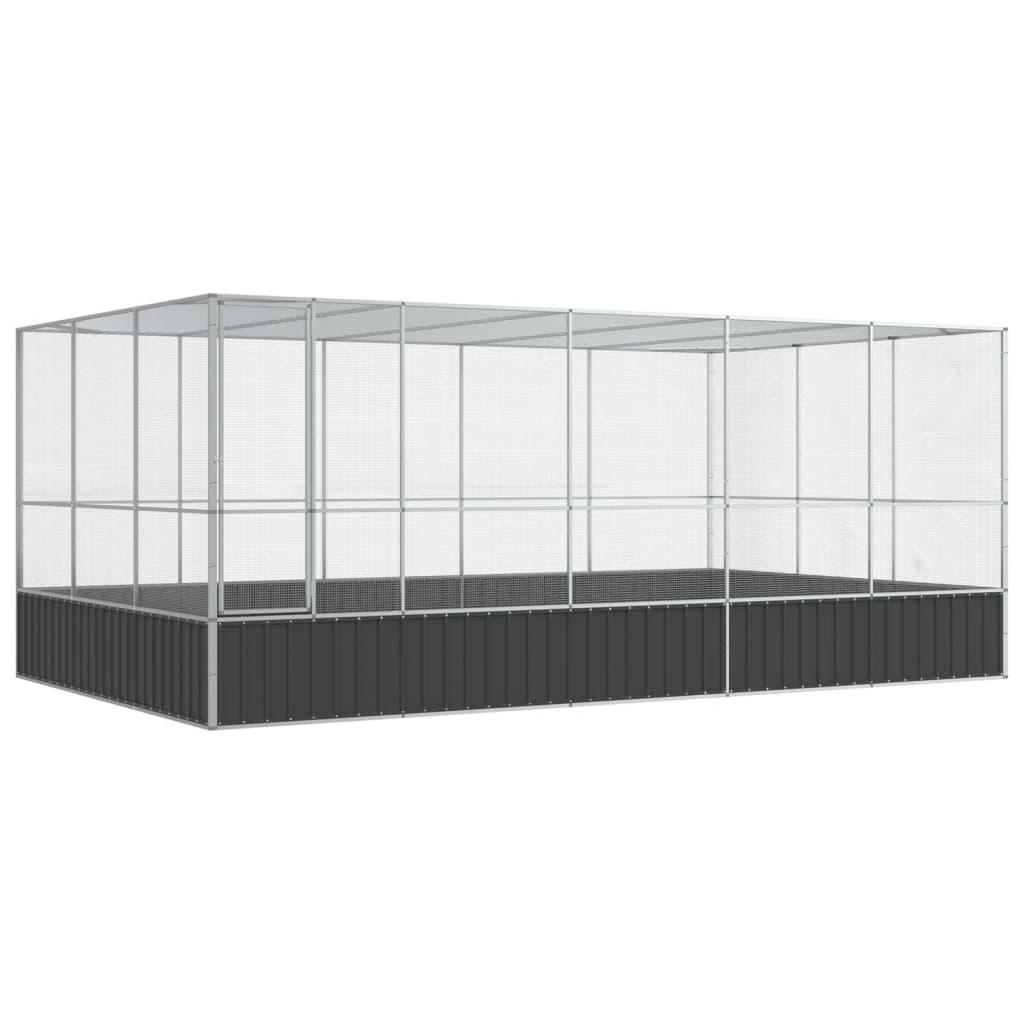 VidaXL Volière avec extension 518x307x212 m acier argent