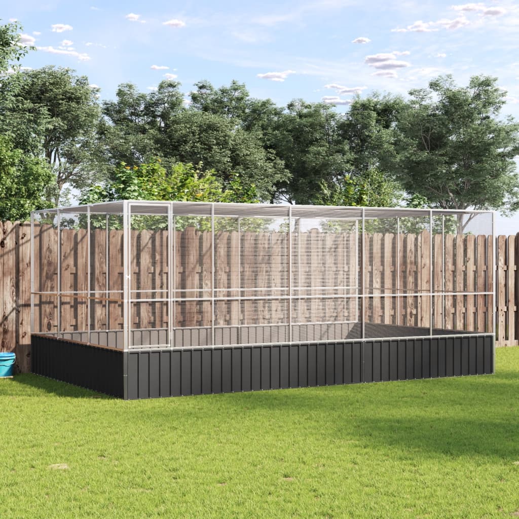 VidaXL Volière avec extension 518x307x212 m acier argent