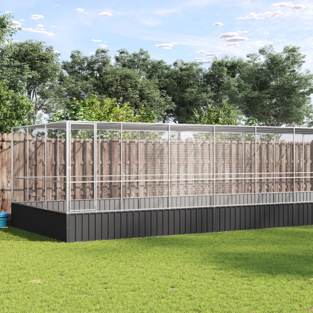 VidaXL Volière avec extension 725x307x212 m acier argent